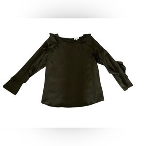 Umgee Dark Olive Blouse with Ruffle Sleeves